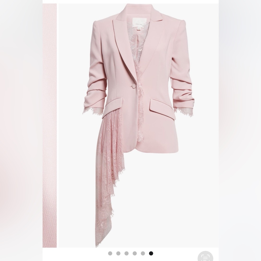 Cinq à Sept Pink Blazer with Asymmetrical Lace